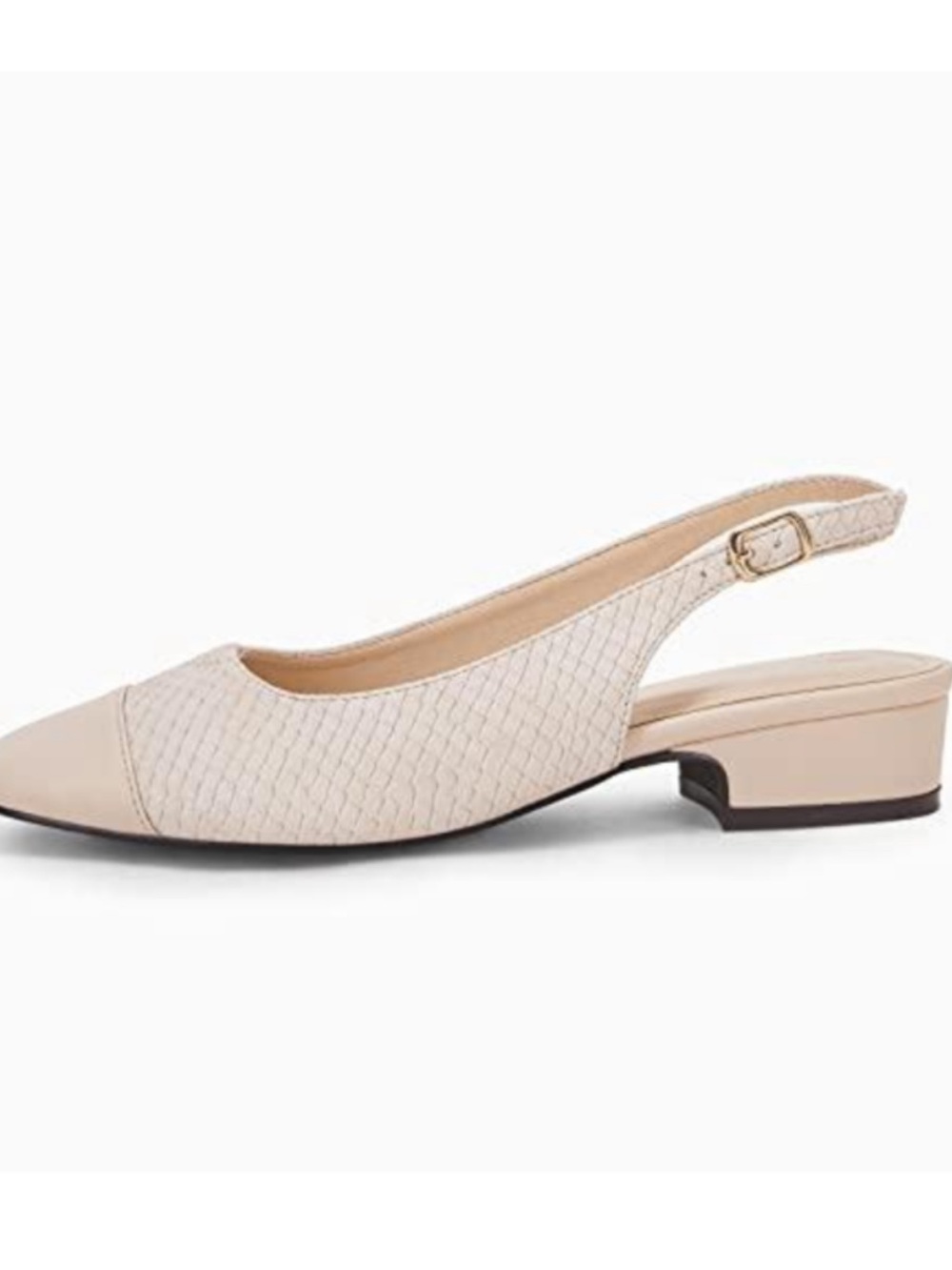 Women’s Slingback Low Block Heel Pumps - Cream